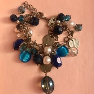 Blue beaded charm bracelet